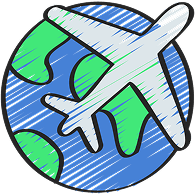 Ilustra&ccedil;&atilde;o globo e avi&atilde;o