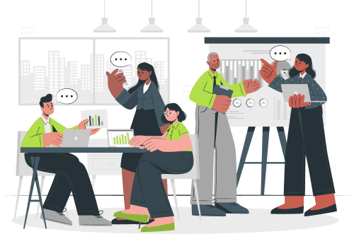 Ilustra&ccedil;&atilde;o de pessoas em reuni&atilde;o